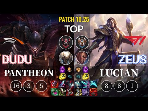 HLE DuDu Pantheon vs T1 Zeus Lucian Top - KR Patch 10.25
