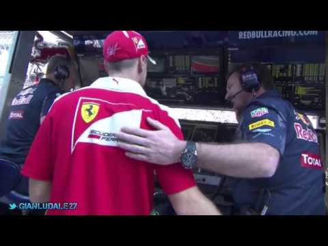 Vettel with Horner after crash with Kvyat in Russian GP 2016