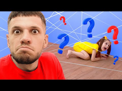 Eva and Dad play kids active game. Escape Room CHALLENGE & fun video for kids