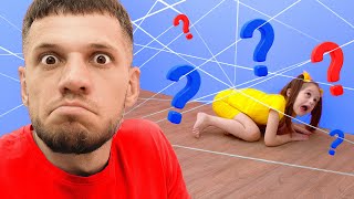 Eva and Dad play kids active game. Escape Room CHALLENGE & fun video for kids 