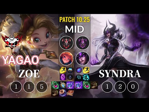 JDG Yagao Zoe vs Syndra Mid - KR Patch 10.25