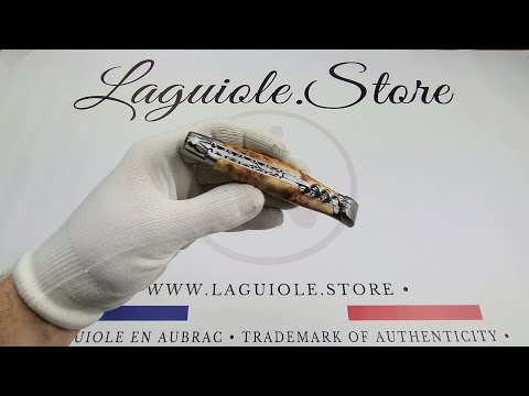 Laguiole Knife with Corkscrew Double Plates - Juniper Handle