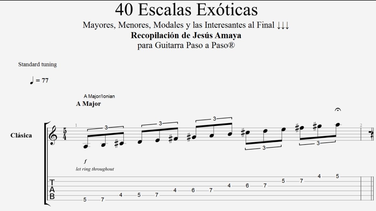 Top 40 Escalas Exóticas Guitarra Tablatura por Jesús Amaya...