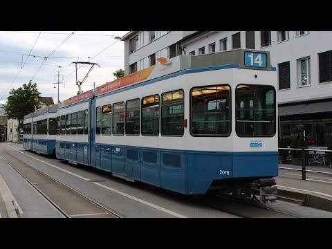 Strassenbahn Zürich Tram 2000 auf der Linie 14 Richtung Triemli 