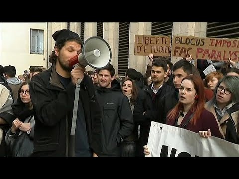 Student protests grow in France as teachers investigated for attack on strikers