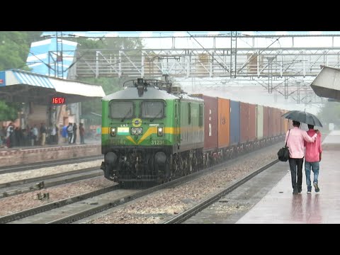 TRAINS IN RAIN | Heavy Freight Trains in Rajasthan | Indian Railways
