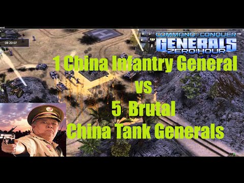 China Infantry General vs 5 Brutal China Tank Generals -C&C Generals Zero Hour: Reborn Mod