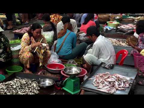 Asian Street Food, Market Food In The City, Buying Foods In Cambodian Market