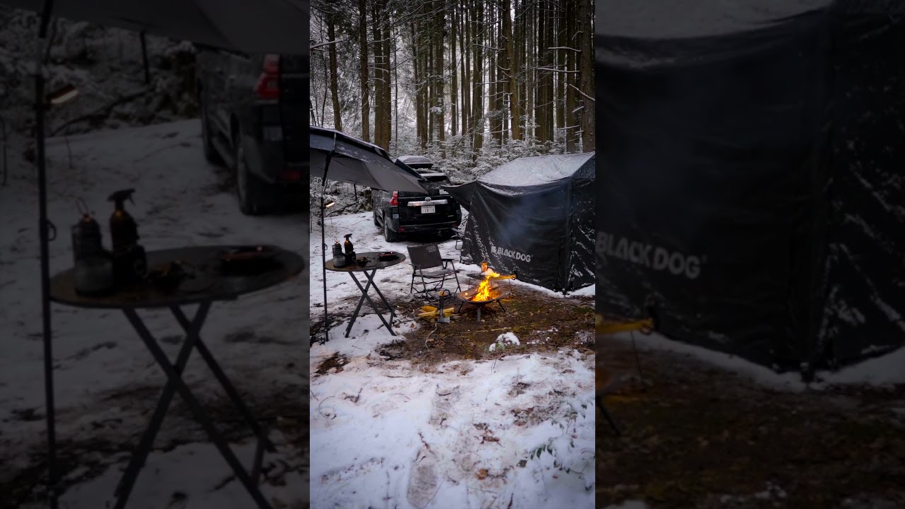 冬の雪が降る中でのひととき。#asmr #camping #ブラックキャンプ #japanese