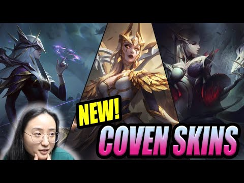 REACTING to NEW COVEN SKINS! Evelynn, Ahri, Ashe, Warwick, Cassiopeia, Malphite, Prestige LeBlanc