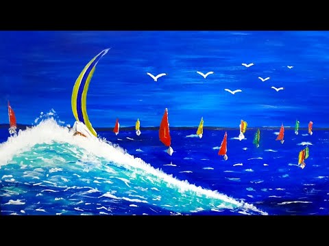 Sailboats & Waves|| Acrylic Painting