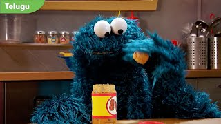 Cookie Monster&#39;s Foodie Truck: Peanut butter sandwich | ఆపిల్ స్లైస్ మరియు పీనట్ బటర్ సాండ్విచ్