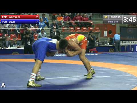 BRONZE FS - 57 kg: Nebi UZUN (TUR) df. Juan Pablo GONZALEZ (ESP) by TF, 13-2