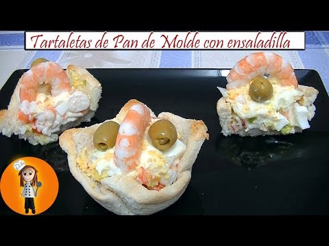 Tartaletas de Pan de Molde con ensaladilla de marisco | Receta de Cocina en Familia