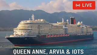 SHIPS TV - Queen Anne, Arvia & Independence of the Seas Ships Departing Port of Southampton (LIVE)