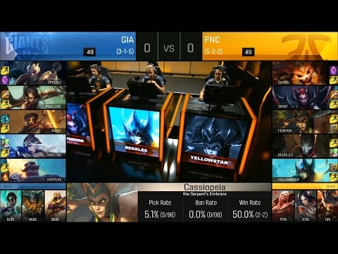 GIA vs FNC Game 1 Highlights - GIANTS vs FNATIC EU LCS Week 5 Summer 2016