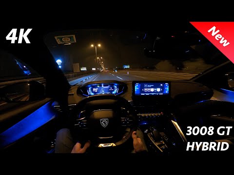 Peugeot 3008 GT Hybrid 2022 - Night POV & FULL review in 4K - PHEV 300 HP, 0 - 100 km/h