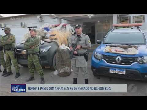 Homem é preso com armas e 27 quilos de pescado no Rio dos Bois