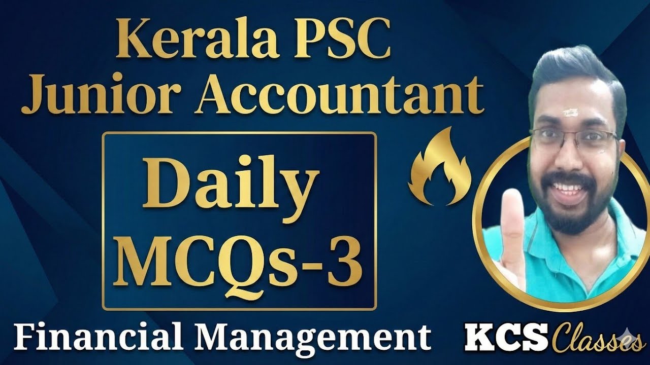 Kerala PSC Junior Accountant|Daily MCQs-3|Financial Management 