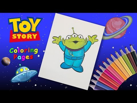 Toy story Coloring Pages for kids. How to Draw alien. Video