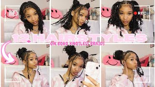 12 HAIRSTYLES FOR SHORT BOHO KNOTLESS BRAIDS | beginner friendly (quick & easy)😍🌸