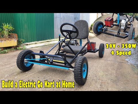 Build a Electric Go Kart 24V - 350W / 4 Speed at home. Electric Car - Tutorial