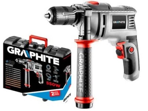 Дрель ударная 650Вт, самозажимной патрон 13 мм, чемодан + сверло 10 шт GRAPHITE (58G736) Дрель ударная 650Вт, самозажимной патрон 13 мм, чемодан + сверло 10 шт GRAPHITE (58G736)