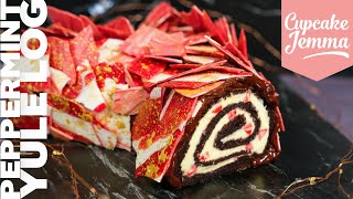 The Very Best Yule Log You'll Ever Make? YES!! Peppermint Candy Cane Yule Log | Cupcake Jemma
