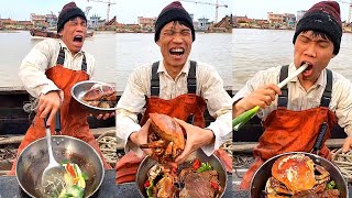 Fishermen eating seafood dinners are too delicious 666 help you stir-fry seafood to broadcast live二一