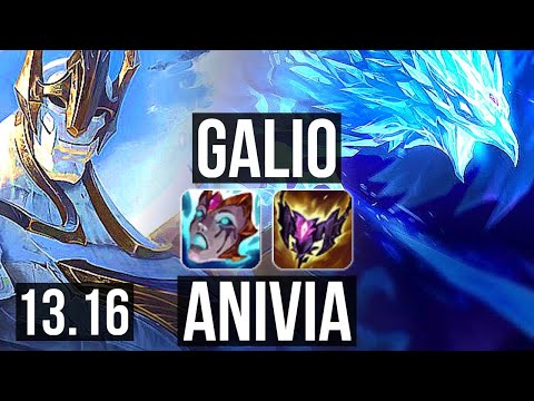 GALIO vs ANIVIA (MID) | Rank 2 Galio, 10/1/8, Legendary | TR Grandmaster | 13.16