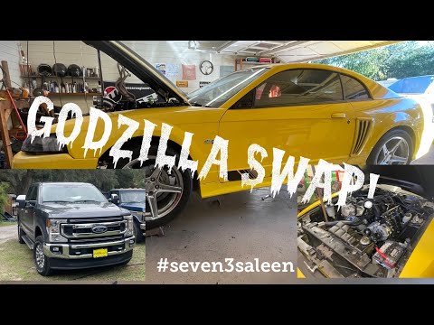 Installing Ford’s new 7.3L Godzilla crate engine in a ‘99 mustang Saleen clone check it out…..