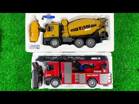 Unboxing the 1/14 Scale Large R/C Truck Concrete Mixer, Fire Truck, Fire & Rescue