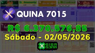 Resultado da Quina 7015, Sábado, 02/05/2026