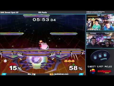 SAK Sweet Spot Melee Grand Finals Pools: Bin (Jigglypuff) vs. JackieTran.com (Sheik/Falcon)