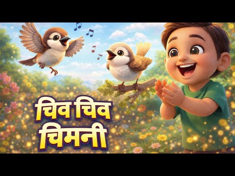 Chiv Chiv Chimni in 3D | चिव चिव चिमणी | Marathi 3D Rhymes | Marathi Balgeet Song मराठी गाणी | Kids