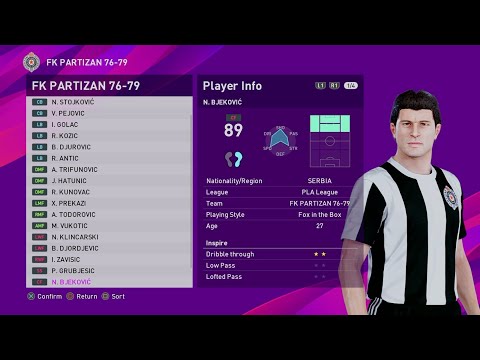 eFootball PES 2020: Partizan 1976-1979 Classic - "1st European trophy"