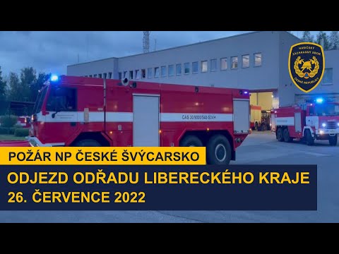 Požár NP České Švýcarsko - Odjezd odřadu HZS Libereckého kraje