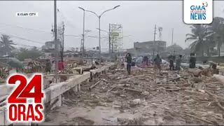 Steel bridge, nasira ng ragasa ng ilog; mga sasakyan, inanod ng baha | 24 Oras
