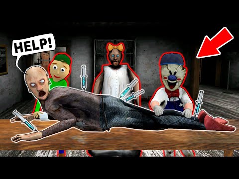Granny, Ice Scream, Baldi vs Grandpa - playing doctor - funny horror school animation (p.2)