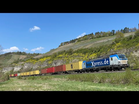 193 841 BoxXpress Vectron mit Container MSC zw. Gemünden u. Würzburg Maintal + 193 MRCE Audi Autozug