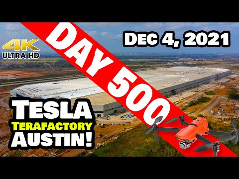 Tesla Gigafactory Austin 4K  Day 500 - 12/4/21 - Tesla Texas -  SUPER BUSY SATURDAY AT GIGA TEXAS!