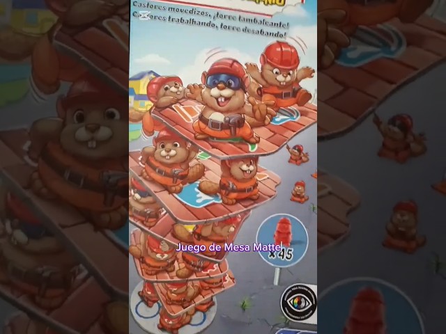 Vídeo relacionado con Mattel Games Juego de mesa familiar Castores Constructores, juego de habilidad para construir una torre con fichas y figuras de castores, juguete +6 años (HPW60)