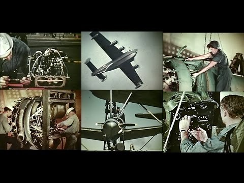 World War 2 U.S. Navy Avaition Machinist Mates Fix it! (1944 Restored Color)