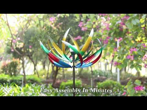 VERTICAL LOTUS SOLAR POWERED WIND SPINNER