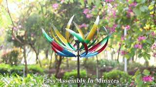 VERTICAL LOTUS SOLAR POWERED WIND SPINNER
