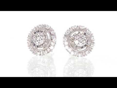 1.00 CTTW Diamond Round Frame Stud Earrings in Sterling Silver By DeCarat - Second Medium