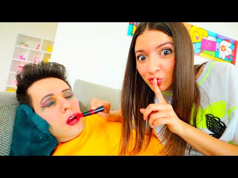 SCHERZO TRUCCO LUÌ MENTRE DORME!!