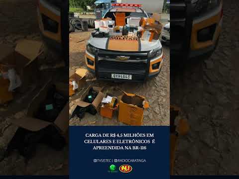 CARGA DE R$ 4,5 MILHÕES EM CELULARES E ELETRÔNICOS É APREENDIDA NA BR-116 EM ENGENHEIRO CALDAS