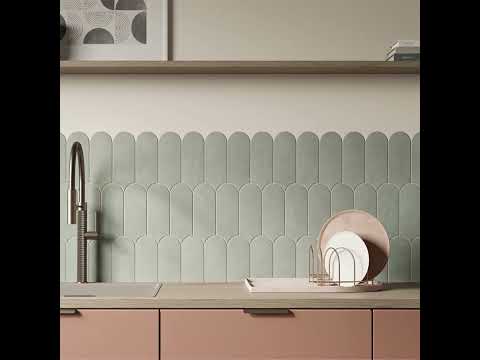 Carrelage mur effet Fleur Chic vert sauge 8x21,5 cm