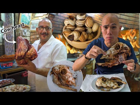 Most EXTREME Moroccan Street Food in Fes - EATING SHEEP HEAD & COW HEART + FOOD TOUR OF FEZ, MOROCCO